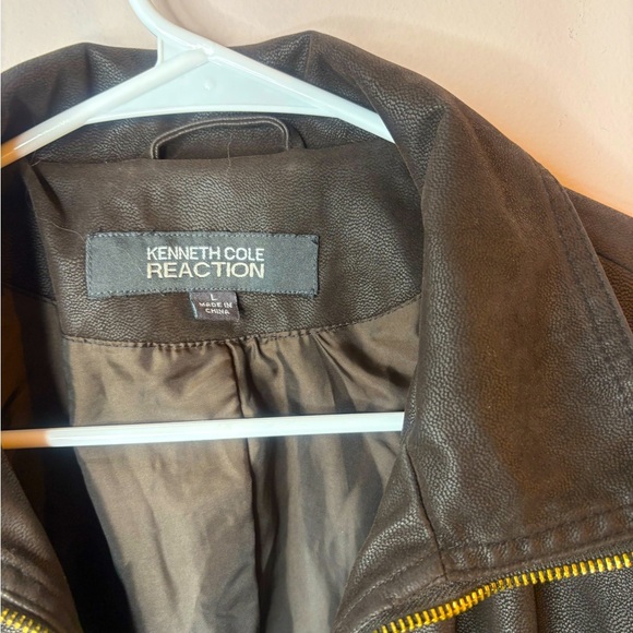 Kenneth Cole Reaction Chocolate Brown Faux Leather Jacket – Brown – Size L - Picture 3 of 4